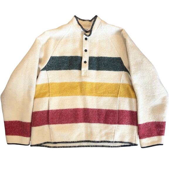 Woolrich Other - Vintage Woolrich Hudson Bay Stripe Sweater Jacket Mens Large Pullover 80s Wool